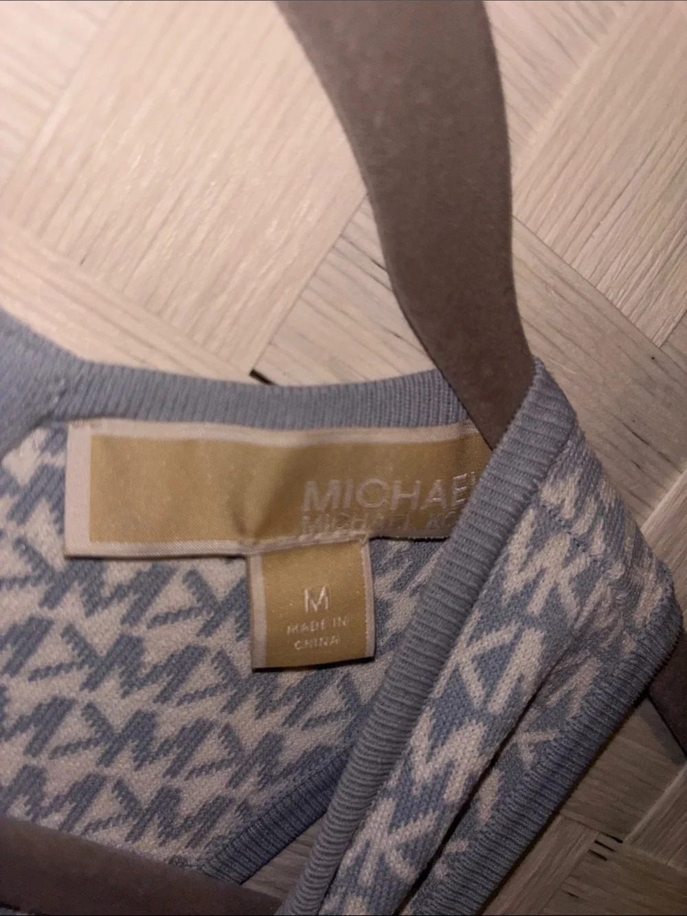 Michael Kors Blue and White Logo Knit Tank Dress
